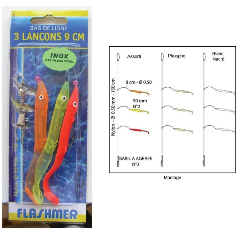 Bas De Ligne Flashmer 3 Lancons 9Cm