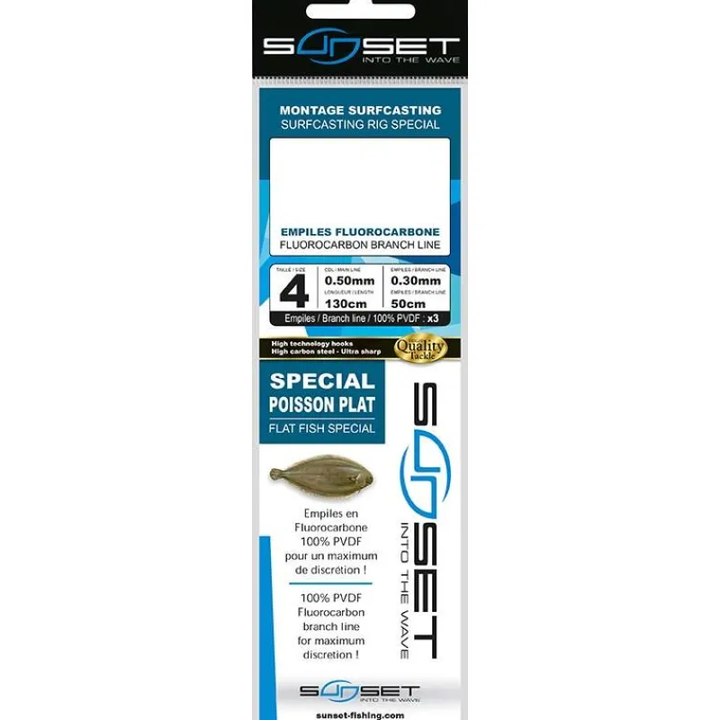 Sunset Bas De Ligne Surfcasting Rs Competition Special Poisson Plat - Fluoro * Tresses - Fils - Bdl Mer
