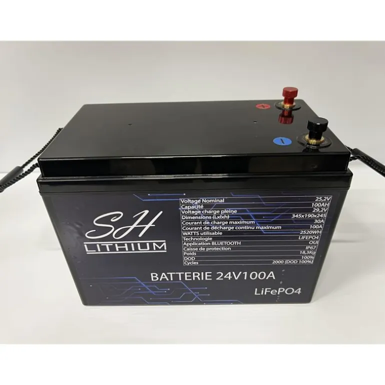 Batterie Lithium Sh Lithium Lifeop4 Format Caisse Bluetooth 24V100amp + Chargeur