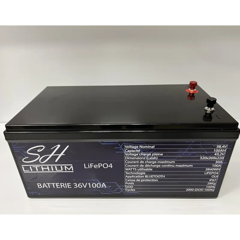 SH Lithium Batterie Lithium Lifeop4 Format Caisse Bluetooth 36V100amp + Chargeur * Batteries & Chargeurs