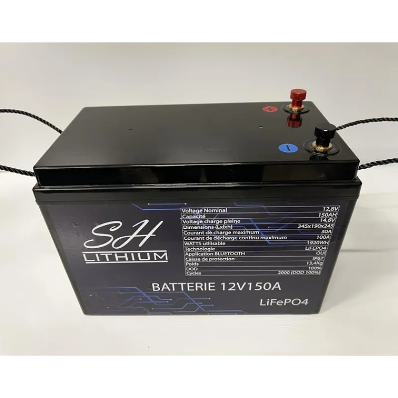 SH Lithium Batterie Lithium Lifeop4 Format Caisse Bluetooth 12V150amp + Chargeur * Batteries & Chargeurs