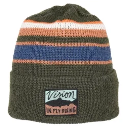Vision Bonnet Homme Merino Beanie Stripe - Kaki * Bonnets, Tours De Cou & Gants