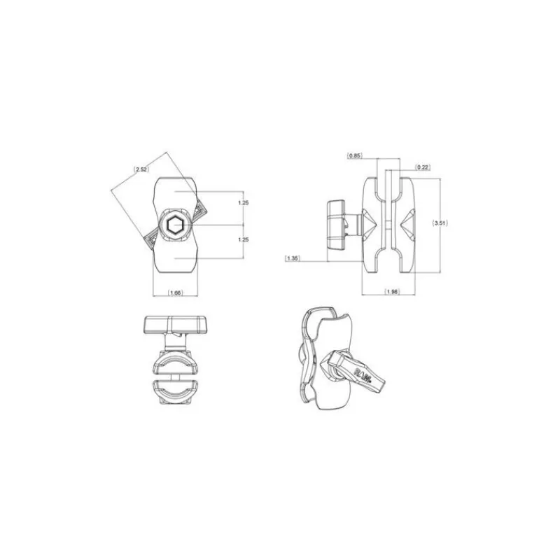 Ram Mounts Bras Court Pour Boule C * Equipements Bateau & Annexe