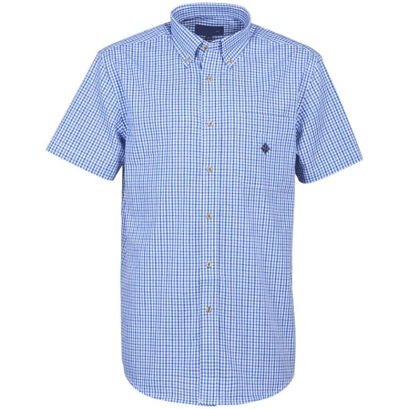 Idaho Chemise Manches Courtes Homme Grand Voile - Blanc/Bleu * T-Shirts, Polos & Chemises