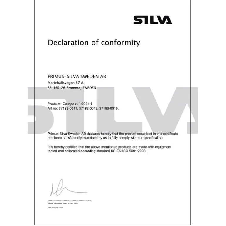 Compas Silva 100B/H Pacific Pour Montage Cloison, Clinomètre Et Éclairage 12V