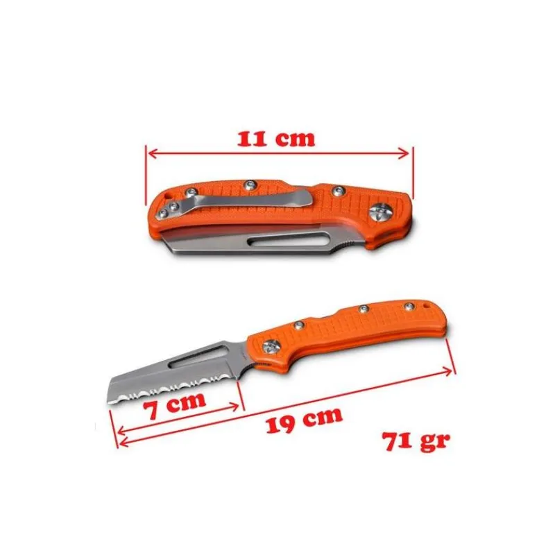HPA Couteau Pliant De Sauvetage Et Secours Dents Crantés Orange * Sécurité & Secours
