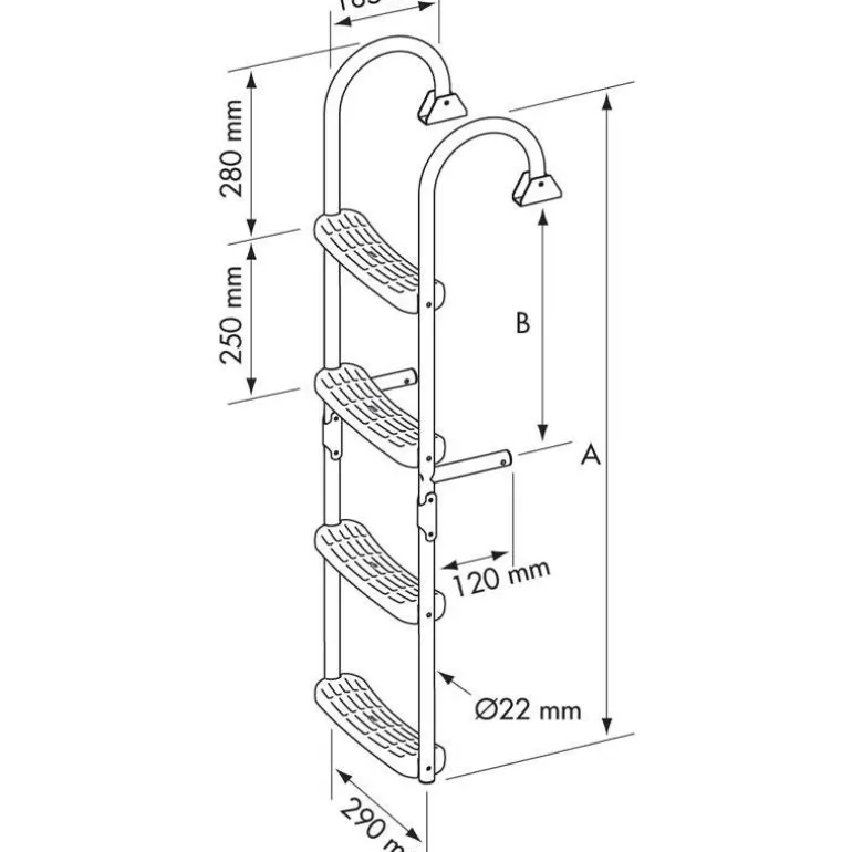 Echelle Plastimo Inox Pliante Crosses A 180°