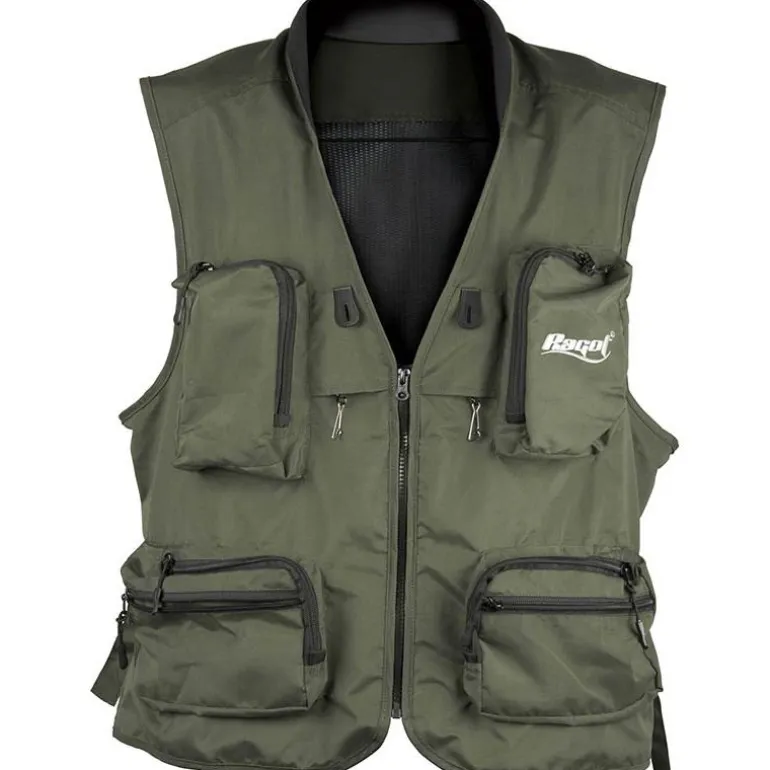 Gilet De Pêche Ragot Lancer Mouche Toc - Kaki