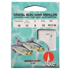 VMC Hamecon Monte Coup Cristal Bleu Sans Ardillon - 15Cm - Par 10 * Montage Ligne