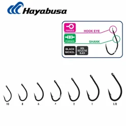 Hayabusa Hameçon Simple H.Bil 288 Black Nickel * Montages Carpe