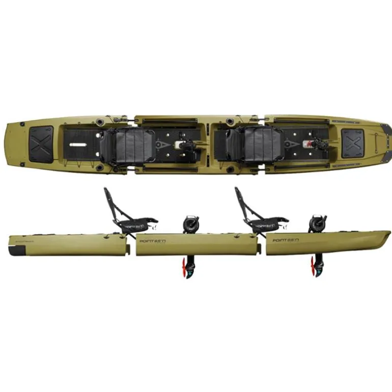 Kingfisher Duo Kayak De Pêche Point 65°N Modulable Deux Places - Vert Armée