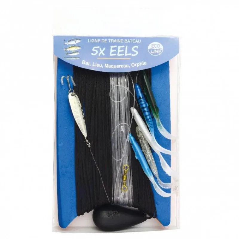 Flashmer Ligne De Traine Bateau 5X Eels + Kit - Ecoline * Lignes Montées
