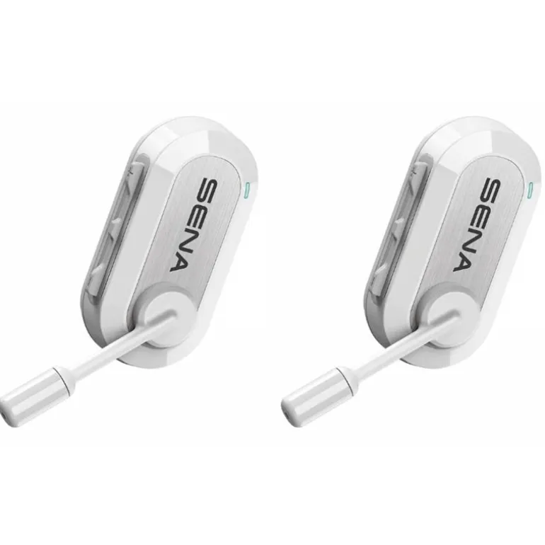 Pack De 2 Casques Bikom 20 Sena Duo Blanc : Intercom Avec Microphone Mesh Full Duplex Bluetooth