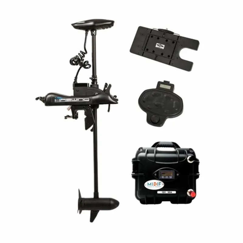 Haswing Pack Moteur Cayman B55lbs 12V Avec Pédale Sans Fil, Télécommande, Plaque Quick Release Et Batterie Lithium 12V5amp + Chargeur * Moteurs Électriques Bateau