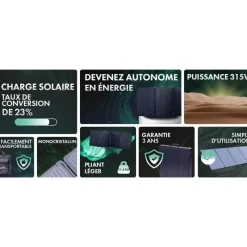 Orium Panneau Solaire Pliant Cadré 315W * Equipements Bateau & Annexe