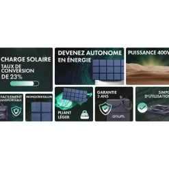 Orium Panneau Solaire Pliant 400W * Equipements Bateau & Annexe