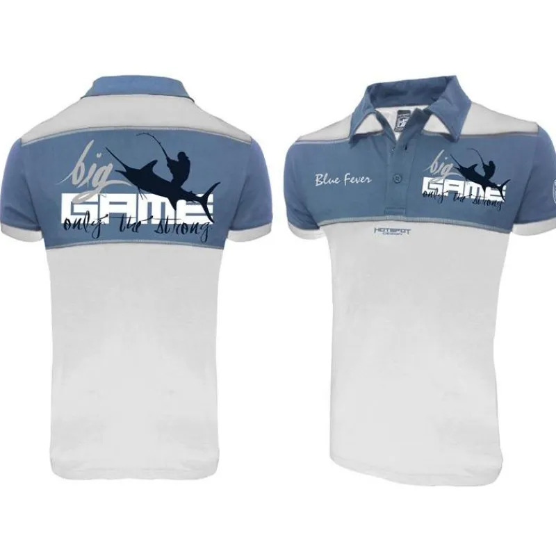 Hot Spot Design Polo Homme Big Game - Blanc/Bleu * T-Shirts, Polos & Chemises