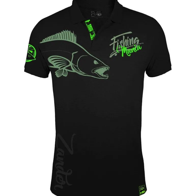 Polo Homme Hot Spot Design Fishing Mania Zander - Noir