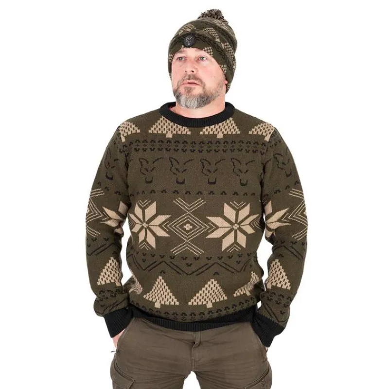Fox Pull Homme Festive Jumper - Kaki * Sweats & Polaires