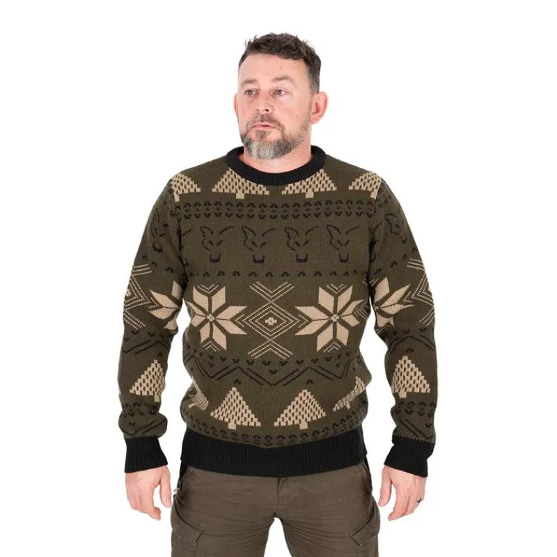 Fox Pull Homme Festive Jumper - Kaki * Sweats & Polaires