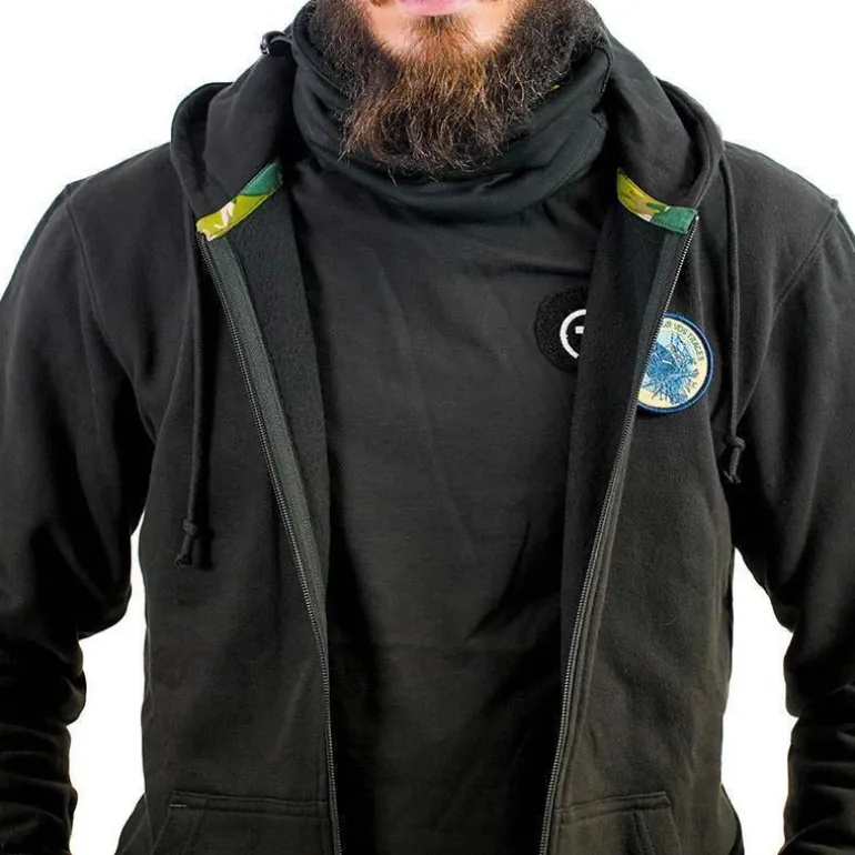 Sweat À Capuche Zippé Pêche Personnalisable Sur Vos Traces - Noir