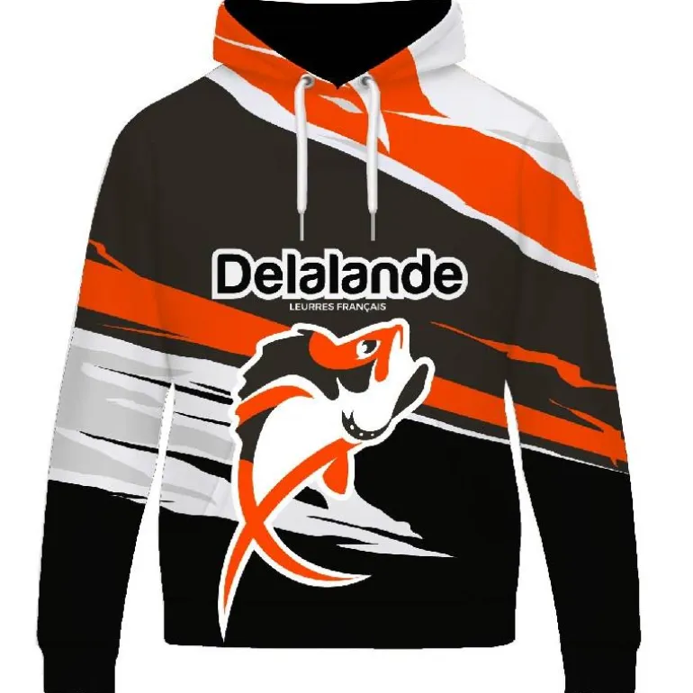 Sweat Homme Delalande Hoodie Soft - Noir/Orange