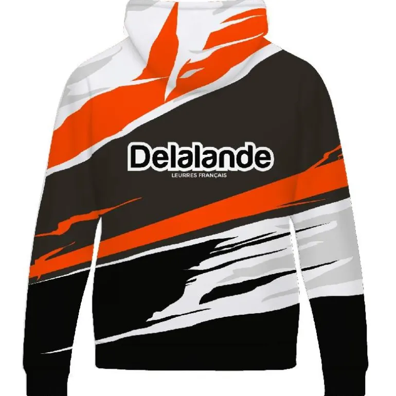 Sweat Homme Delalande Hoodie Soft - Noir/Orange