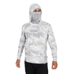Fox Rage Sweat Homme Uv Hooded Light Camo Top - Gris * Anti-Uv|Sweats & Polaires