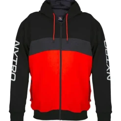 Nytro Sweat Homme Zipped Hoody Tri-Color - Black/Dark Marl Grey Red * Sweats & Polaires