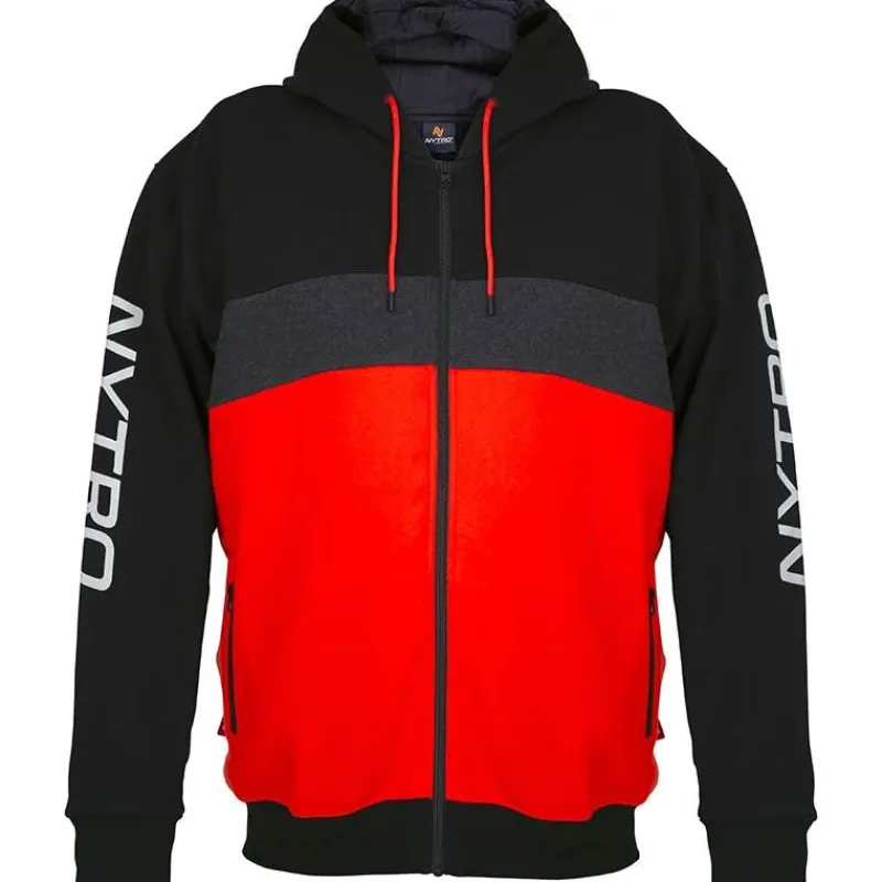 Nytro Sweat Homme Zipped Hoody Tri-Color - Black/Dark Marl Grey Red * Sweats & Polaires
