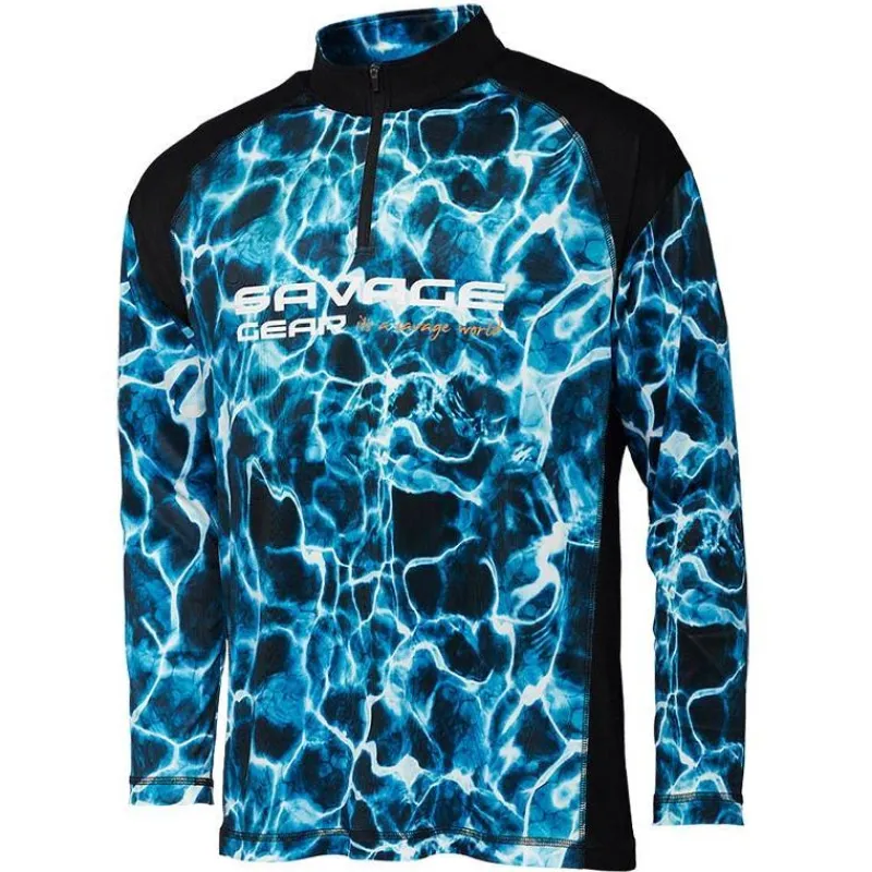 Savage Gear Tee Shirt Manche Longues Homme Marine Uv - Bleu * Anti-Uv|T-Shirts, Polos & Chemises