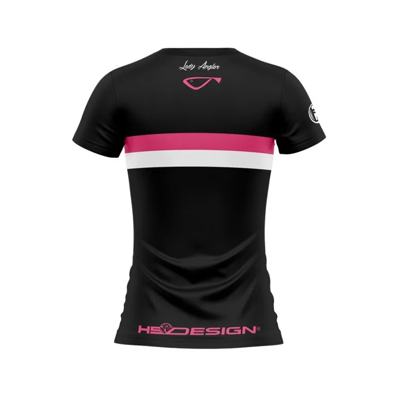 Tee Shirt Manches Courtes Femme Hot Spot Design Lady Angler 2.0 - Noir