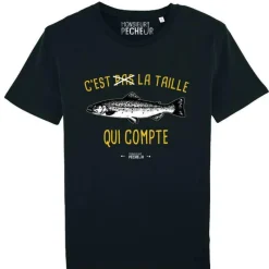 Monsieur Pêcheur Tee Shirt Manches Courtes Homme C'est Pas La Taille Qui Compte - Truite - Noir * Cadeaux & Décoration|Cadeaux & Décoration