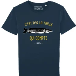 Monsieur Pêcheur Tee Shirt Manches Courtes Homme C'est Pas La Taille Qui Compte - Brochet - Marine * Cadeaux & Décoration|Cadeaux & Décoration