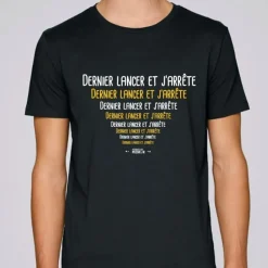 Monsieur Pêcheur Tee Shirt Manches Courtes Homme Dernier Lancer Et J'arrête - Noir * Cadeaux & Décoration|Cadeaux & Décoration