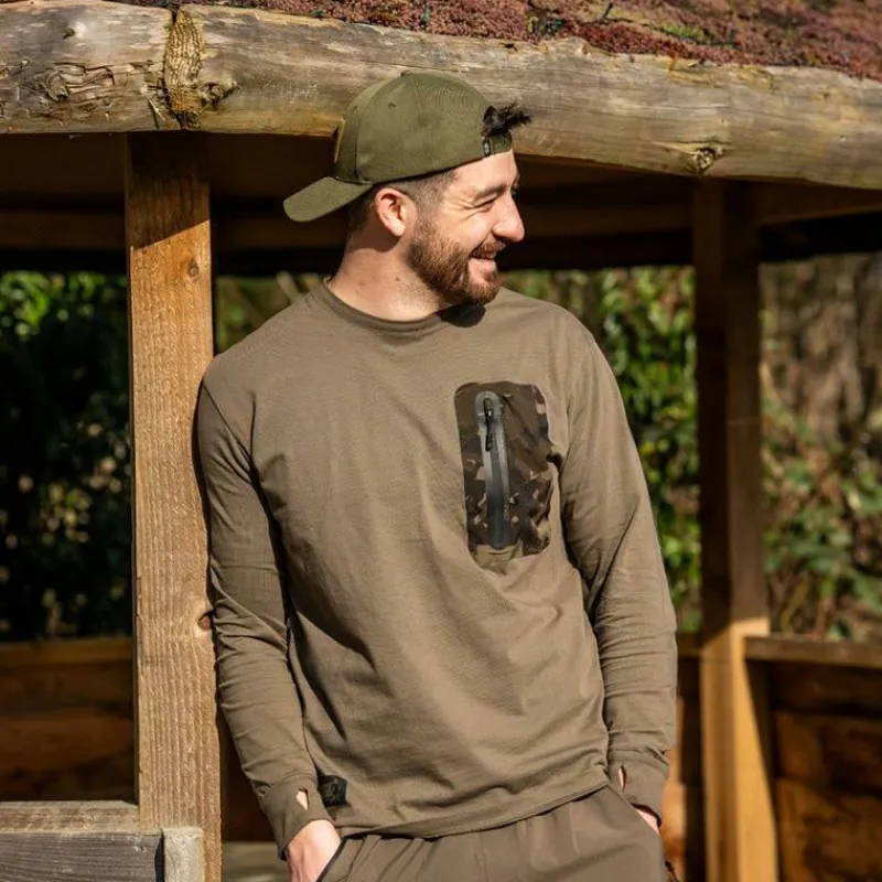 Nash Tee Shirt Manches Courtes Homme Zt Hd Long Sleeve - Kaki * T-Shirts, Polos & Chemises