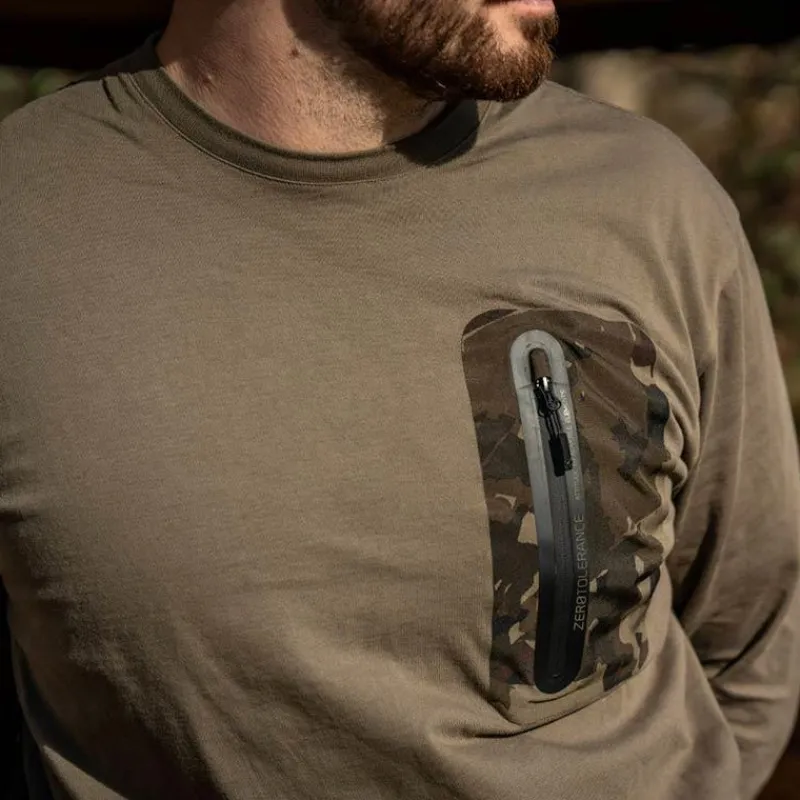 Nash Tee Shirt Manches Courtes Homme Zt Hd Long Sleeve - Kaki * T-Shirts, Polos & Chemises