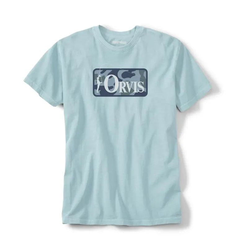 Orvis Tee Shirt Manches Courtes Homme Bent Rod Badge - Bleu Clair * T-Shirts, Polos & Chemises