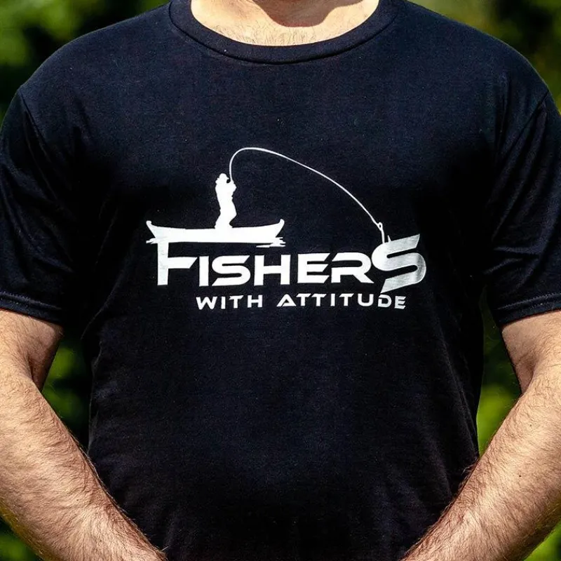 Fishxplorer Tee Shirt Manches Courtes Homme Fisher With Attitude - Noir * Cadeaux & Décoration|Cadeaux & Décoration