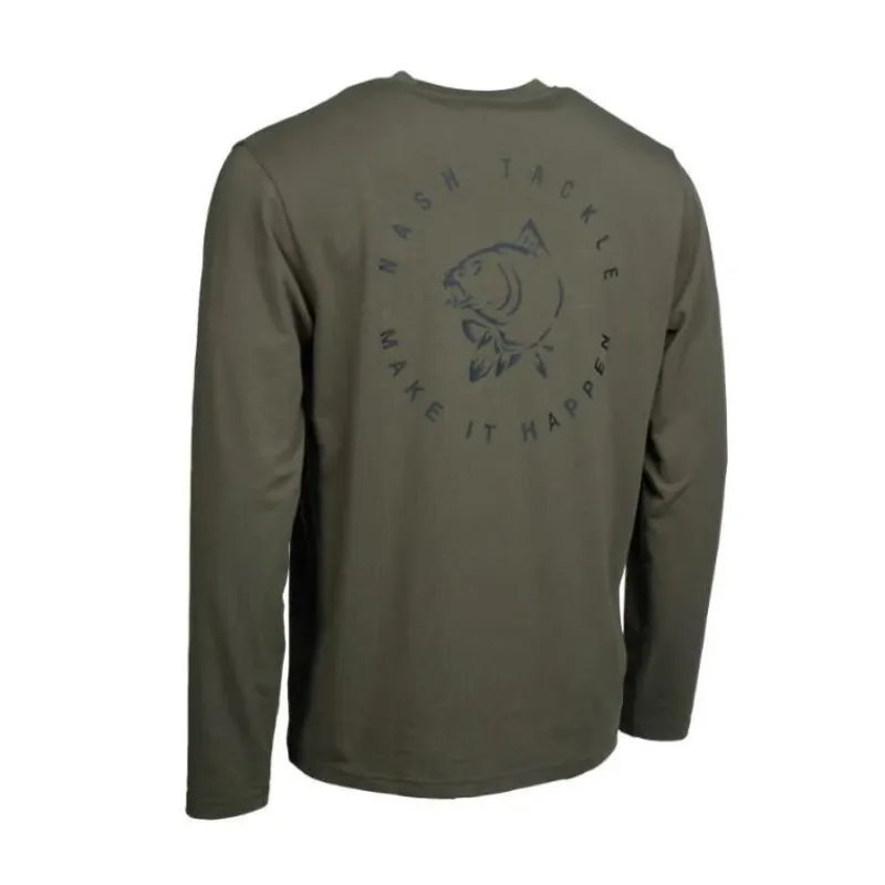Nash Tee Shirt Manches Longues Homme Make It Happen Carp Logo Long Sleeve - Vert * T-Shirts, Polos & Chemises