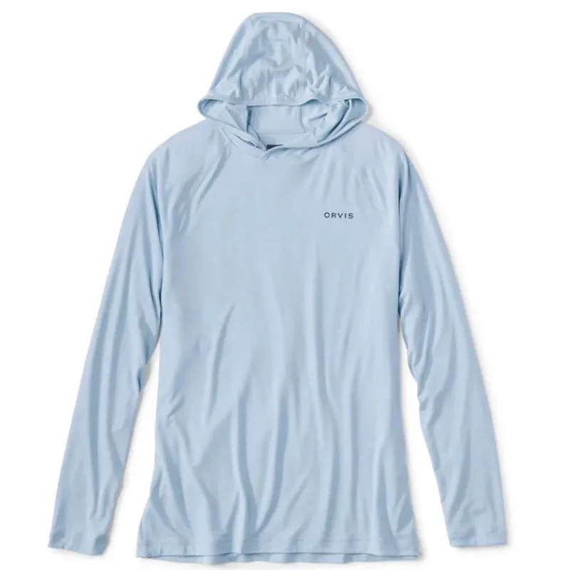 Orvis Tee Shirt Manches Longues Homme Dricast Logo Hoodie - Blue Fog * T-Shirts, Polos & Chemises