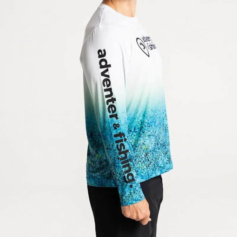 Adventer & Fishing Tee Shirt Manches Longues Homme Bozed Anti Uv - Bleu * Anti-Uv