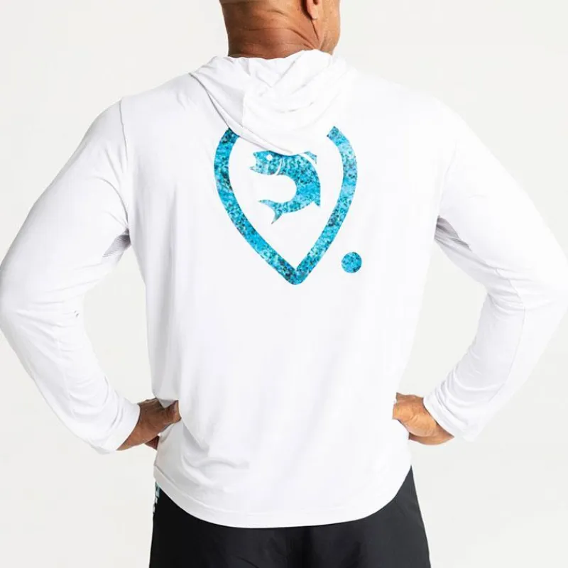 Adventer & Fishing Tee Shirt Manches Longues Homme Golon Anti Uv - Blanc/Bleu * Anti-Uv