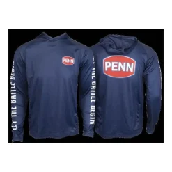 Penn Tee Shirt Manches Longues Homme Pro Hooded Jersey Anti Uv - Marine * Anti-Uv