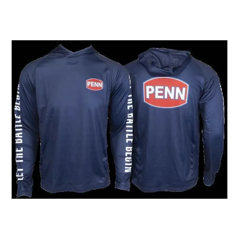 Penn Tee Shirt Manches Longues Homme Pro Hooded Jersey Anti Uv - Marine * Anti-Uv