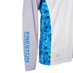 Preston Innovations Tee Shirt Manches Longues Homme Performance Hooded Sun Shirt Upf-40 - Blanc/Gris * Anti-Uv