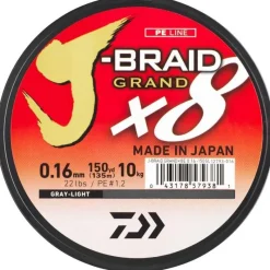 Daiwa Tresse J-Braid Grand X8 Gris - 135M * Fils - Tresses - Bdl Carnassier|Tresses - Fils - Bdl Mer
