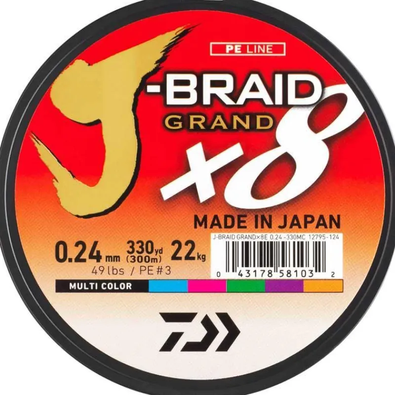 Daiwa Tresse J-Braid Grand X8 Multicolore - 500M * Tresses - Fils - Bdl Mer