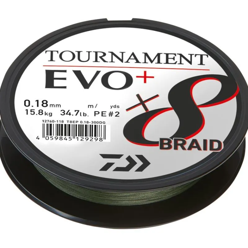 Daiwa Tresse Tournament 8 Braid Evo+ - Vert - 135M * Fils - Tresses - Bdl Carnassier