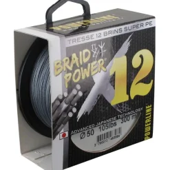 Powerline Tresse Braid Power X12 Gris * Fils - Tresses Silure